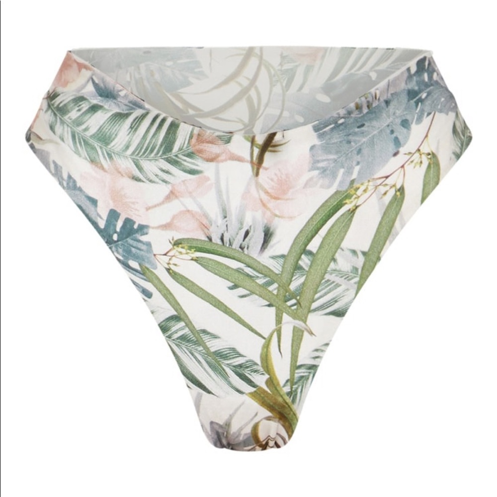 Pretty Little Thing Pale Khaki Leafy Cheeky Bum Bikini Bottom